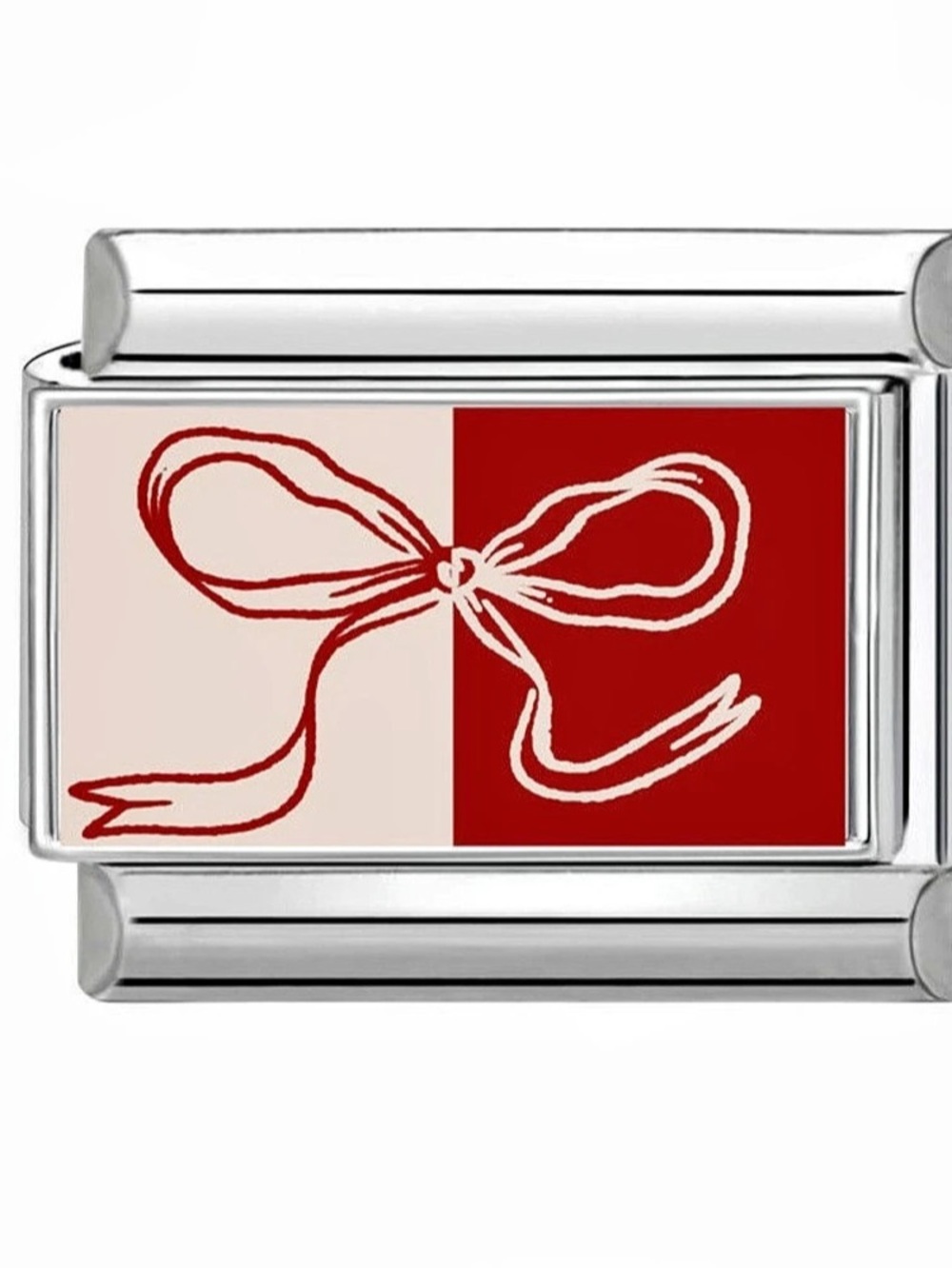 Red Bow Italian Charm Bracelet Link 9mm Stainless Steel